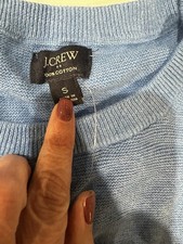 J.CREW Men's Small Green Cable Knit Crewneck Sweater 100 Cotton Light Blue