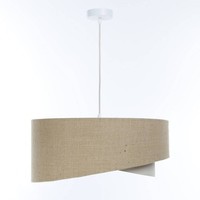 Pendelleuchte HäNgelampe Stoff Rund Ø 60 Cm E27 Weiß Natur Creme Schlafzimmer
