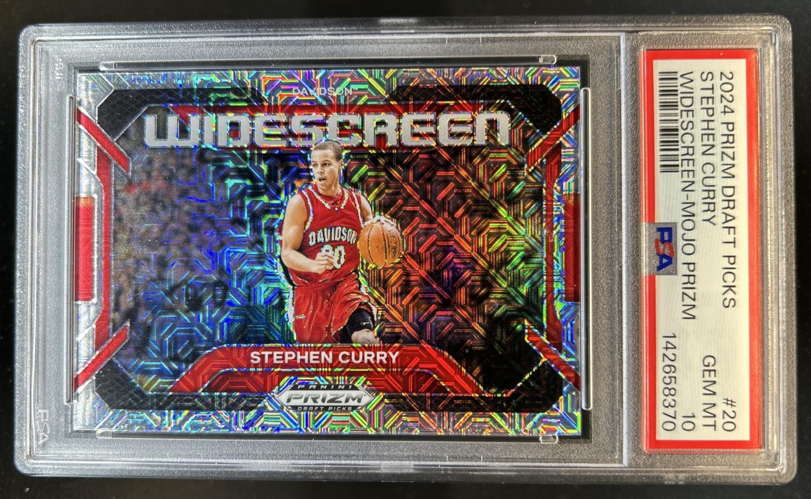 2024 Prizm Draft Picks Collegiate Stephen Curry Widescreen Mojo #/25 PSA 10
