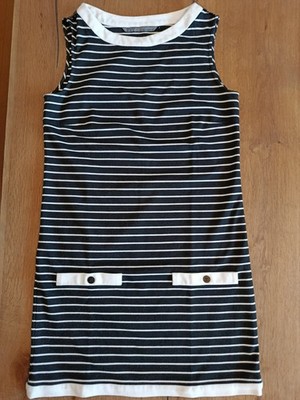 ZARA Basic Damenkleid , Schwarz mit weißen Streifen, Größe S