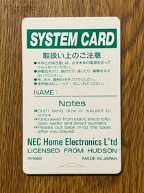 NEC PC Engine  Turbografx 16 JAPAN Pc-Engine CD Rom System Card 1.0