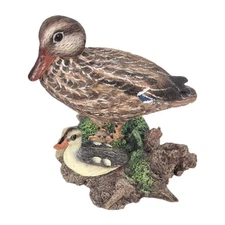 Vtg 90s~The Hadley Collection Mallard Hen Duck Figure With Baby Duckling