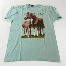 Vintage 80s Horse  T-Shirt Single Stitch Made In USA Teletrend Screen Stars Best