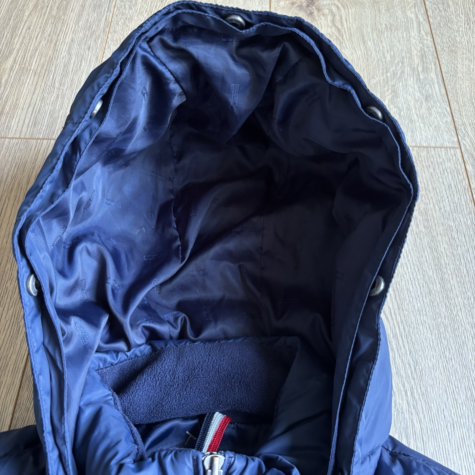 Tommy Hilfiger Essential Duck Down Padded Jacket Hooded Navy Puffer Men’s Large image 5