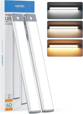 60 LED under Cabinet Lighting 2 Packs, Stepless Dimming Motion Sensor Light Indo