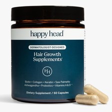 Happy Head Hair Growth Supplement for Men and Women – Thicker Fuller Hair wit...