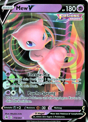 Pokémon Karte Mew V FST 113/264 Fusionsangriff  Deutsch NM Full Art Rare selten
