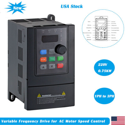 ATO 220V VFD 1HP 0.75KW 5 A Single Phase to 3 Phase Variable frequency drive