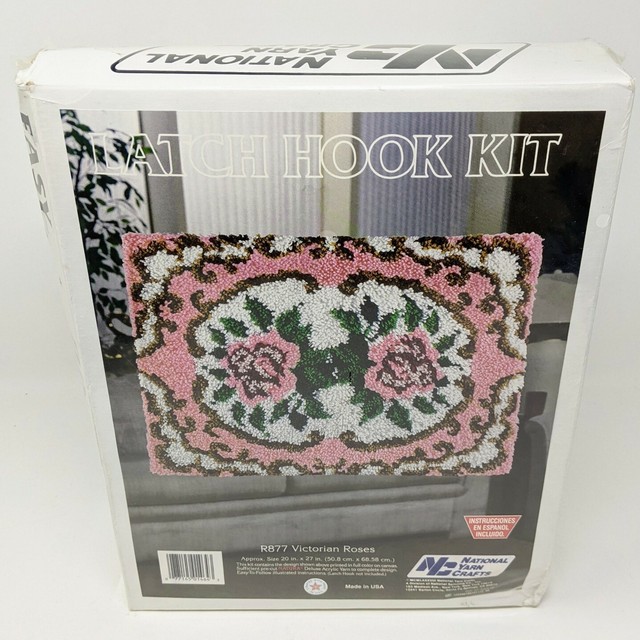 Vintage National Yarn Crafts Latch Hook Kit Victorian Rose R877 20 X 27