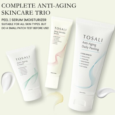 Tosali Anti-Aging Facial Skincare Set 3 piece hydrate, anti-wrinkle, moisturize