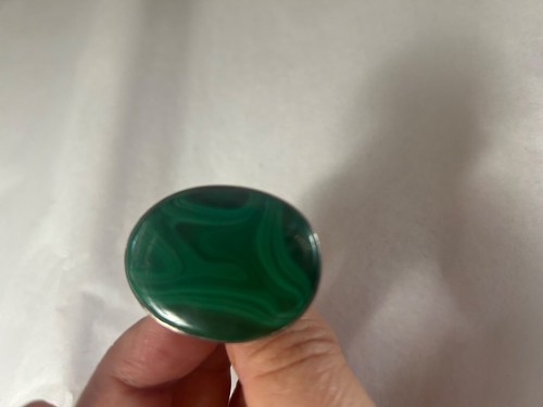 Large 1.5” Navajo Green Malachite Sterling Silver Size 8 Ring - Picture 4 of 9