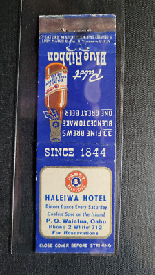 1940s Feature Pabst Blue Ribbon Hotel Import Co Ltd Hawaii Matchbook Match Cover