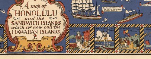 1927 Pictorial Map Honolulu Sandwich Islands Hawaiian Hawaii 11x14 Art Poster - Picture 3 of 3