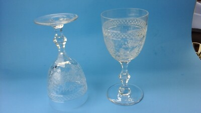 Varga Signed Art Glass Antique Butterfly Crystal Goblets NOT AVAILABLE MOVING