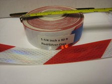 3M BRZ983L RED WHITE / SILVER Reflective Diagonal Stripe Tape 1-1/4" x 50'