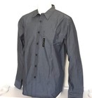 New Oakley Mens Solid Gray Black Long Sleeve Shirt 100% Cotton Button Up Medium