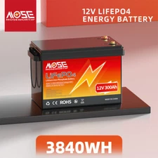 12V 300Ah Deep Cycle LiFePO4 Lithium Battery 200A BMS for RV Solar Boat Off-grid