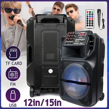 12/15'' Portable Bluetooth Speaker Heavy Bass Sound Party Speaker FM AUX  Mic
