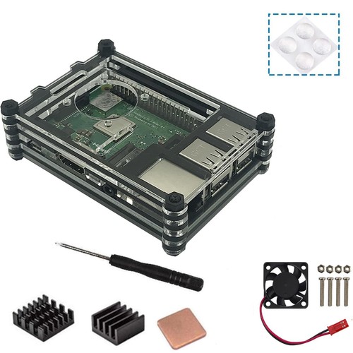 9 Layers Acrylic Transparent Case with Cooling Fan&Heatsink for Raspberry Pi 3B+ - Photo 8/9