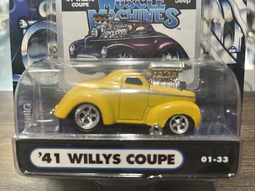 1941 WILLYS COUPE '41YELLOW WITH BLOWER MUSCLE MACHINES 1/64 DIECAST CAR # 01-33 - Picture 2 of 5