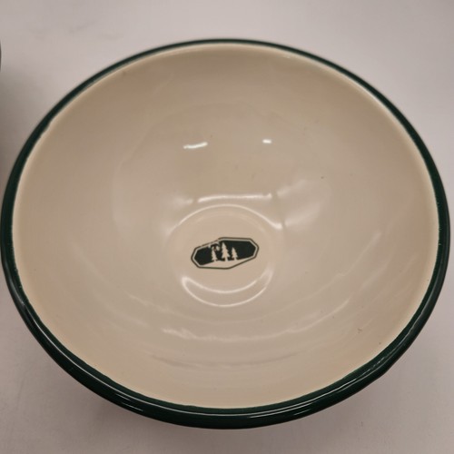 Set of 4 GSI Outdoors Enamelware 6" Bowls Green Trim Camping Utensils - Picture 6 of 12