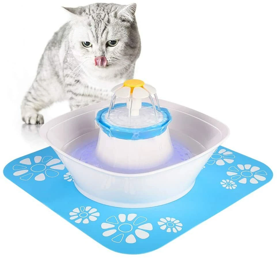 Automatic Electric Pet Water Fountain Cat Dog Water Dispenser Water Bowl w/  Mat