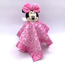 Disney Minnie Mouse Baby Plush Lovey Rattle Pink Floral w/ Satin
