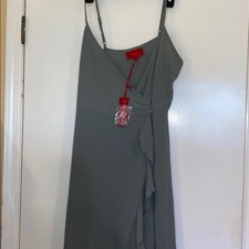 PLUS SIZE Asymmetrical Sage Jennifer Lopez Midi Wrap dress, Size XXL