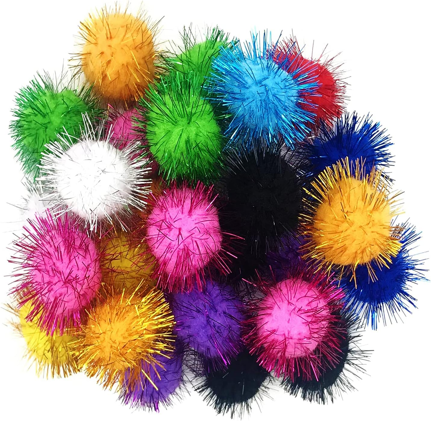 60 Pcs Cat Balls Toys, 1.8 Inch Sparkle Balls, Tinsel Glitter Pom Pom Balls Cat'