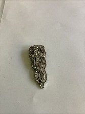 Vintage Dress Clip Art Deco Clear Paste Diamantes Rhodium Plated Metal 1.5" 