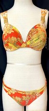 NWT Natori "Fuji" Colorful Floral Bikini Set New w/ Tags Accent Belt 34B /S