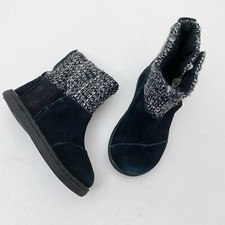 TOMS Nepal Suede Woven Knit Textile Mid Calf Boot Toddler Girls 5 Black White