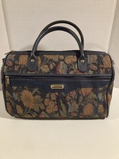 Vintage Jaguar Travel Luggage Floral Tapestry Soft Shell Carry Multicolor