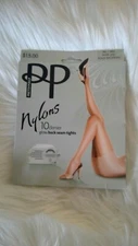 Vintage Prettypolly Nylons Nude w/ Black Backseam Made In England ML/MG