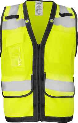 LOT OF 5 Ironwear Class 2 LIME High Visibility Safety Vest Size Large M 8 Pocket