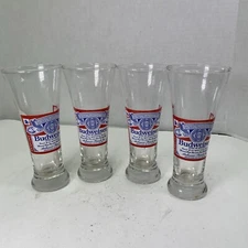 Budweiser Beer Glasses Anheuser-Busch Official Item Set of 4  7" tall