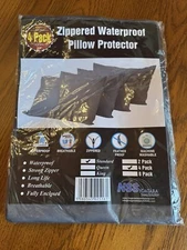 Niagara Sleep Solution 4 Pack Waterproof Pillow Protectors Queen 20x30 Gray