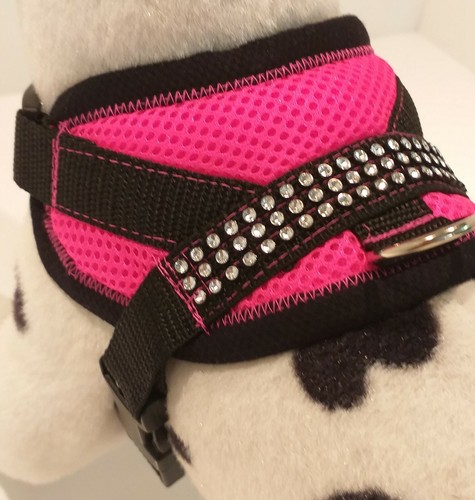Arnés blandos arnés de pecho arnés para perro Chihuahua XS-M cachorros rosa neón - Imagen 3 de 4