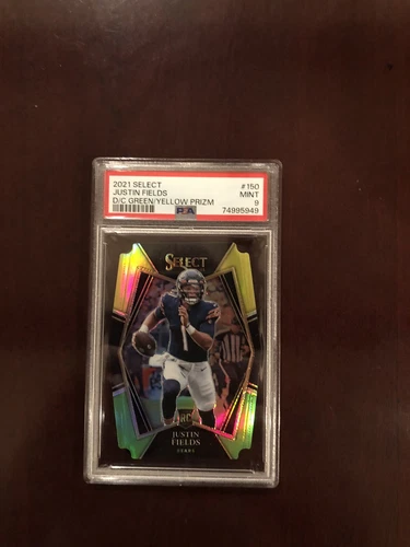 Justin Fields RC - 2021 Select Die Cut Green/Yellow Prizm - PSA 9 🔥 