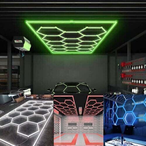 Hexagon Garage Lights Customize 5/28Grid Led Hexagon Light for Car Shop Gym - Picture 6 of 39