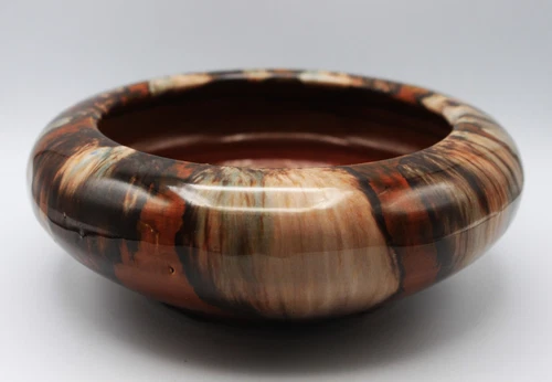 Vintage MCM Brush McCoy Onyx Glaze Art Pottery Low Bowl Planter