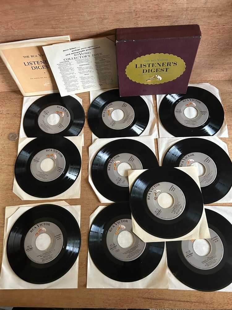 RCA Victor 45 RPM Box Set Of 10 Records w/Booklet 1950s Vintage Listeners Digest