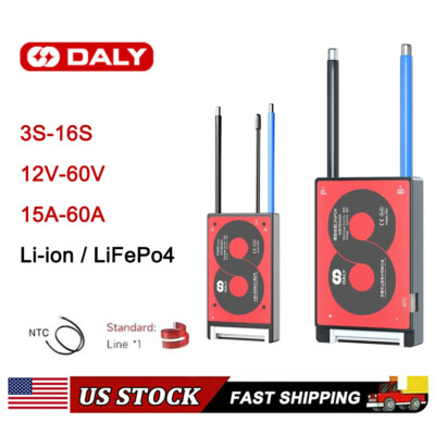 Daly BMS 3S-16S Li-ion LiFePo4 12V-60V Battery 15A 20A 40A 60A  with NTC Lot