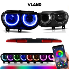 VLAND RGB Colors LED Headlight&LED Tail Light Set For 2008-2014 Dodge Challenger