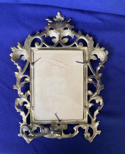 Art Nouveau 11X9 Frame Brass Plated Victorian Lady Photo Foldable Easel Stand - Picture 13 of 14