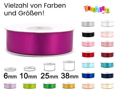 Doppelseitiges Satinband FARBAUSWAHL in 6/10/25/38mm Schleifenband Geschenkband