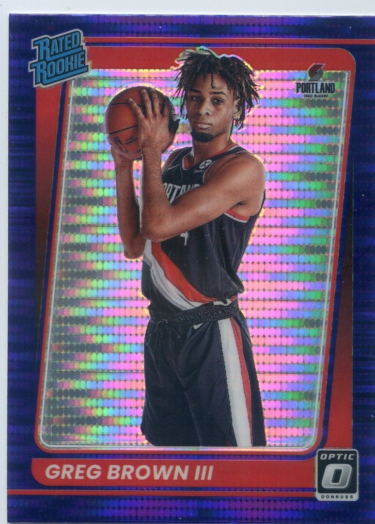 2021-22 Donruss Optic GREG BROWN III RC RATED ROOKIE #195 PURPLE PULSAR PRIZM