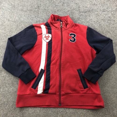 Ariat Sweatshirt Womens XL Red Blue Full Zip Fleece Logo #3 International *