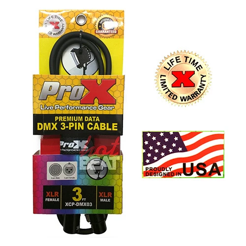 10 pcs ProX 3-Pin Premium Shielded DMX Stage Lighting Data Cable, XCP-DMX03 3ft. - Image 2 of 3