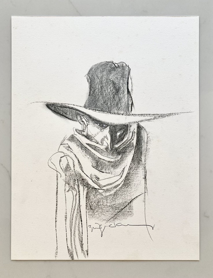 BILL SIENKIEWICZ ? Signed Original Comic Art Sketch The Shadow Portrait OOaK Comic Art